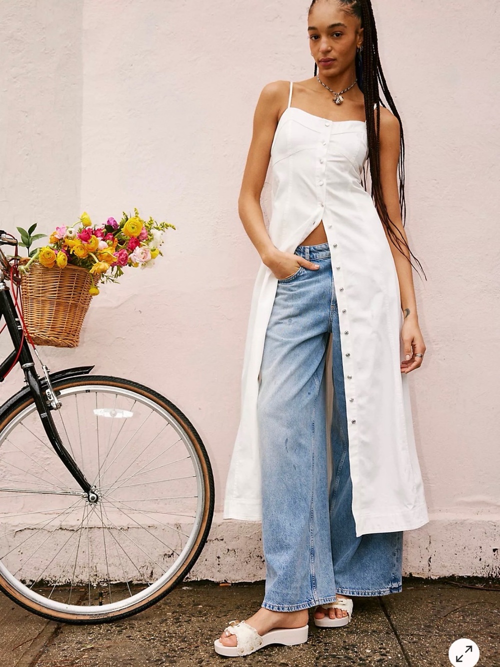 FREE PEOPLE Just Jill White Button Down Maxi Dress Size Medium - Picture 3 of 9